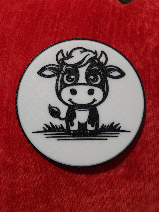 Set of 8 Moo Cow Coasters with holder